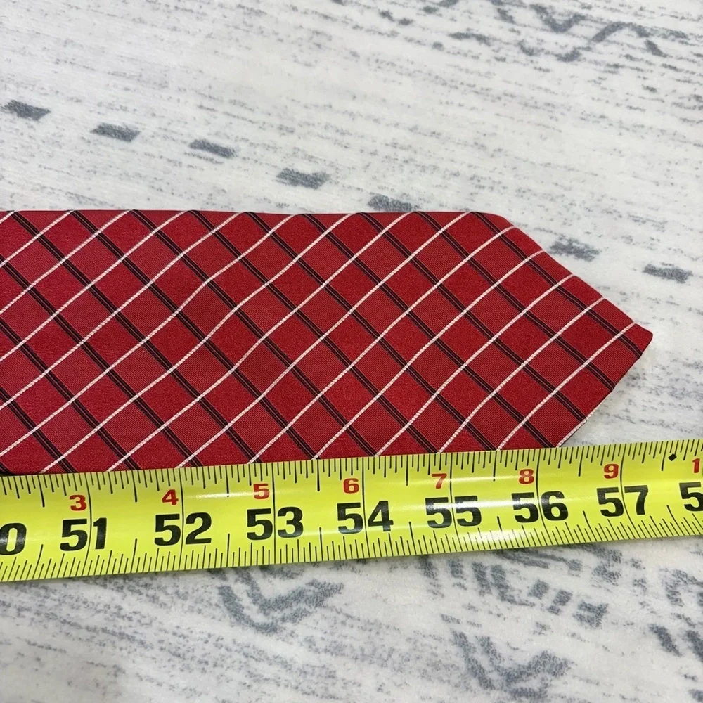 Tommy Hilfiger Silk Tie Vintage Red Plaid Classic Core Preppy Business USA 90s